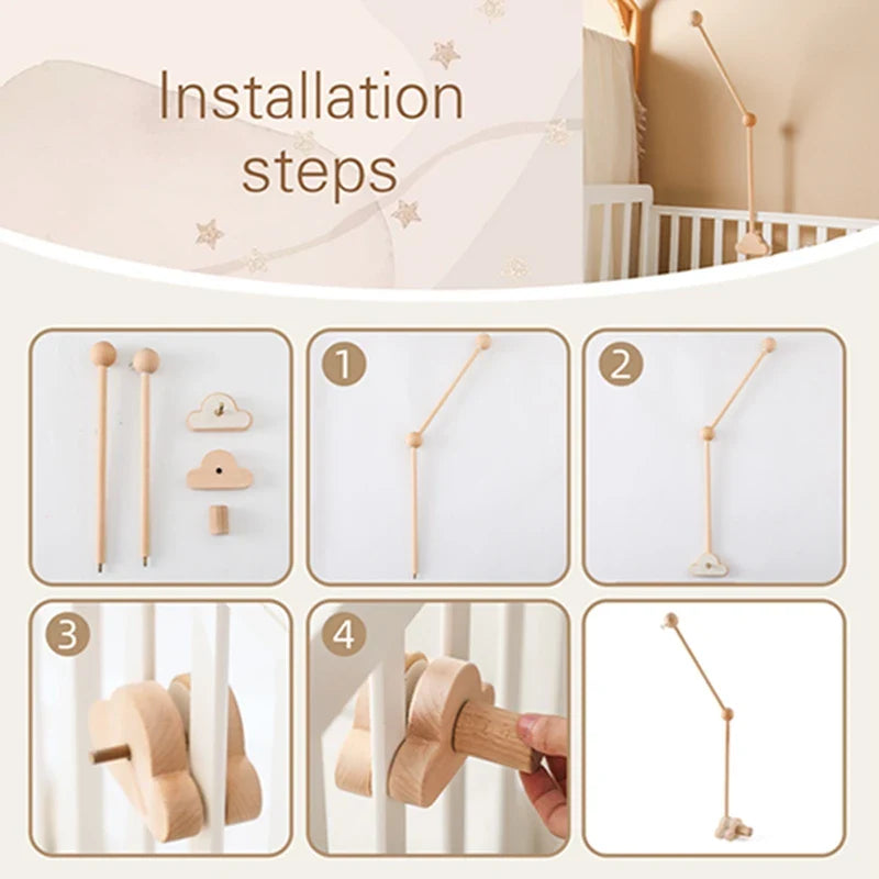Wooden Crib Mobile Bracket Newborn Sensory Toys Soothing - Tophatter Daily Deals