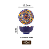 Bohemian Ceramic Rice Bowl Retro Noodle Bowl Kitchen Gift Kaliya-5inch - Tophatter Daily Deals