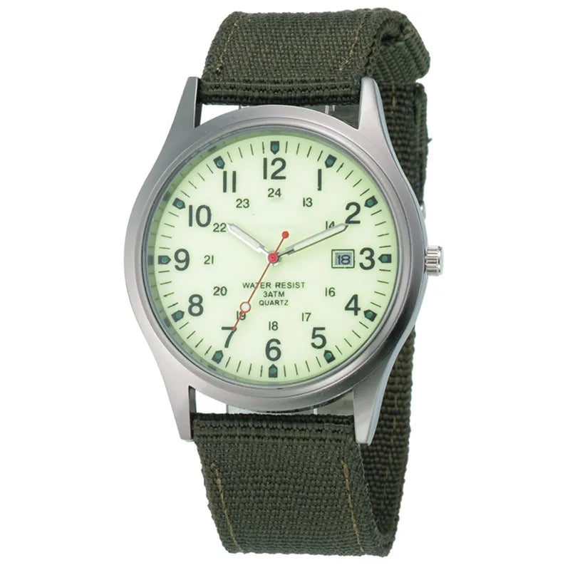 Quartz Field Watch Nylon Strap Military Style Date Luminous - Tophatter Daily Deals