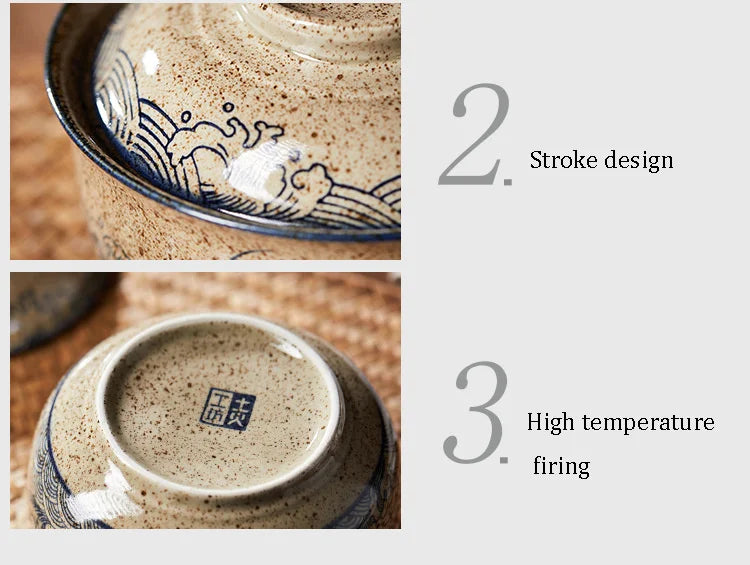 Ramen Bowl Large Ceramic With Lid Retro Fall 2025 Tableware - Tophatter Daily Deals