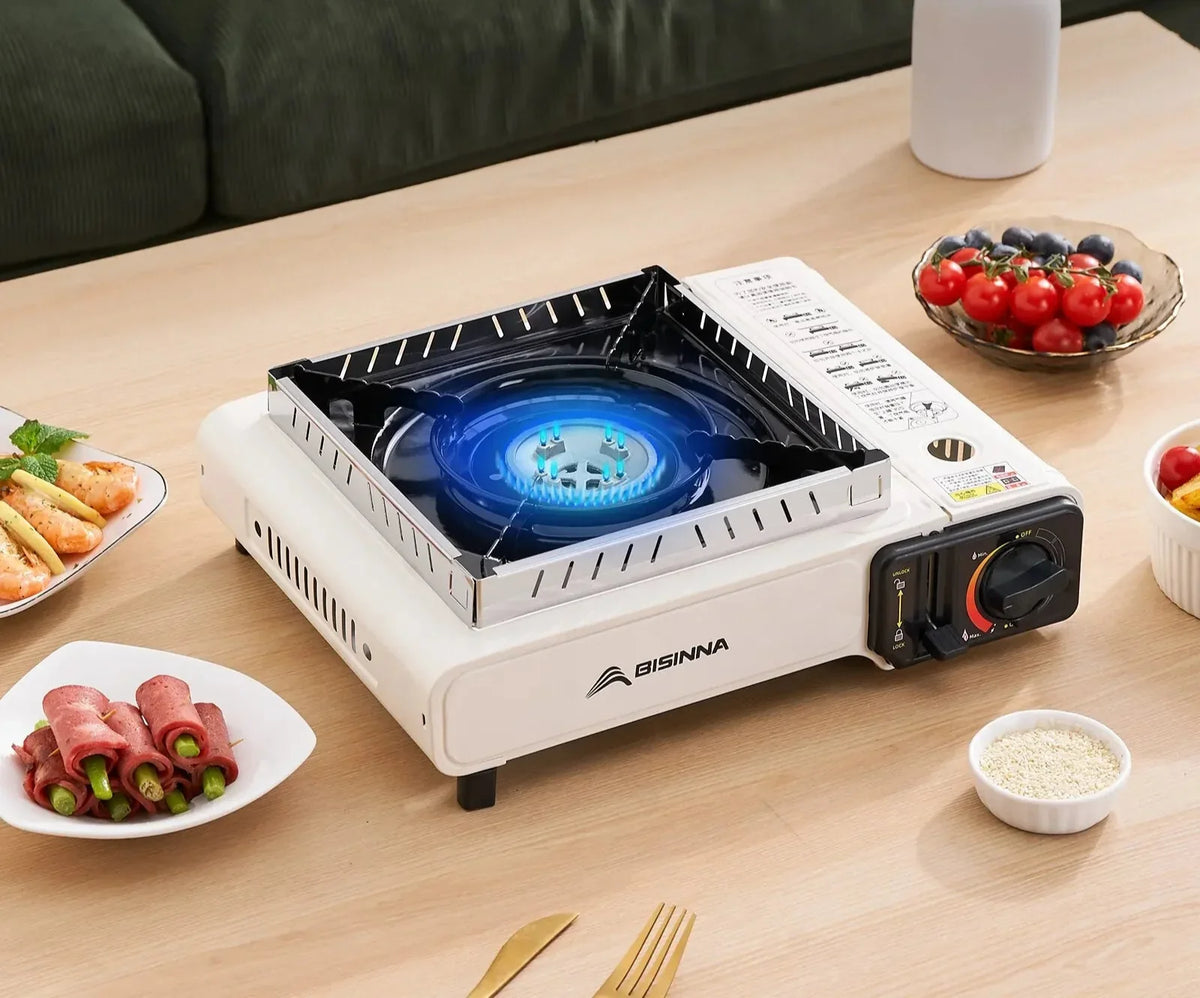 Camping Stove Cassette with 3-Layer Safety White Camp Cooking - Tophatter Daily Deals