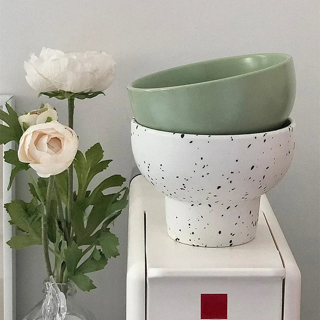 Ceramic Bowl 4 Inch Speckled White Retro Microwave Safe - Tophatter Daily Deals