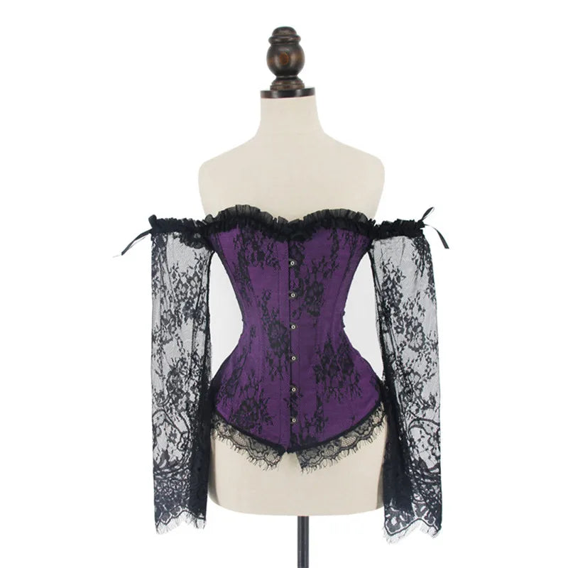Supportive Women's Corset Top - Off Shoulder, Lace Satin - Tophatter Daily Deals