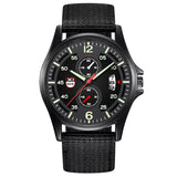 Nylon Band Military Quartz Watch With Date Display Black black - Tophatter Daily Deals