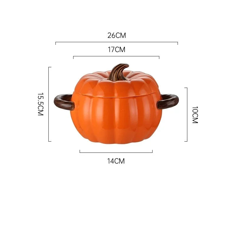 Ceramic Soup Pot Pumpkin Lid Porcelain Large Fall 2025 Brown - Tophatter Daily Deals