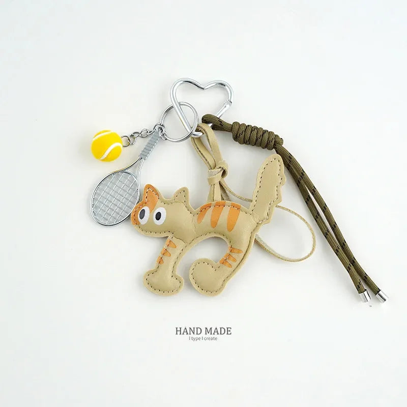 Braid Rope Bag Charm Leather Dachshund Keychain Aesthetic Sky blue - Tophatter Daily Deals