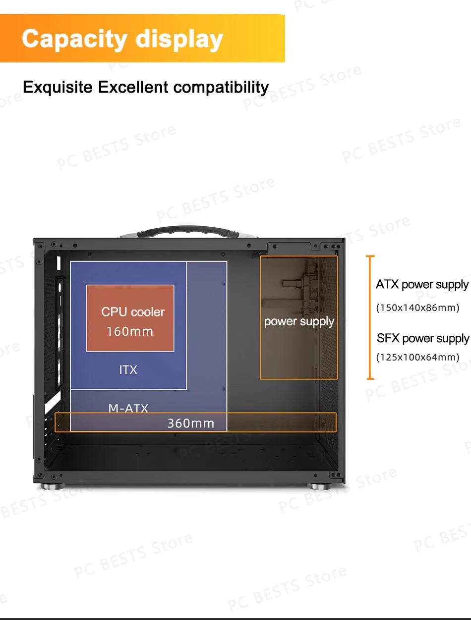 Mini ITX PC Case Transparent Side 240mm Water Cooling - Tophatter Daily Deals