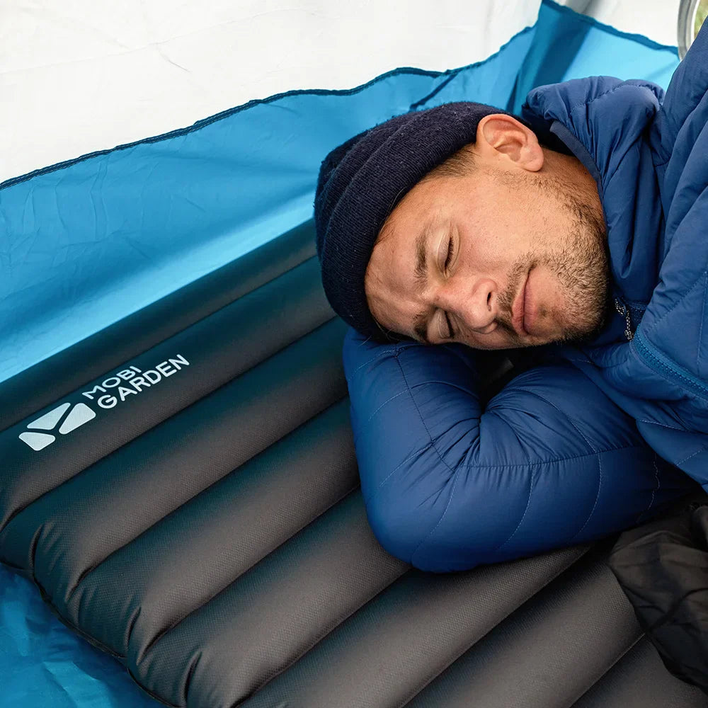 Inflatable Air Mat with Pump Single Sleeping Pad Gray Camping & Hiking - Tophatter Daily Deals
