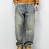 Oversized Men's Denim Jeans - Loose Straight Cut, Washed - Tophatter Daily Deals