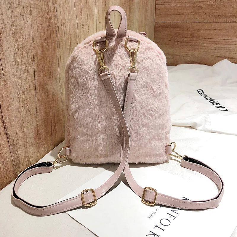 Faux Fur Mini Rabbit Ear Backpack Animals - Tophatter Daily Deals