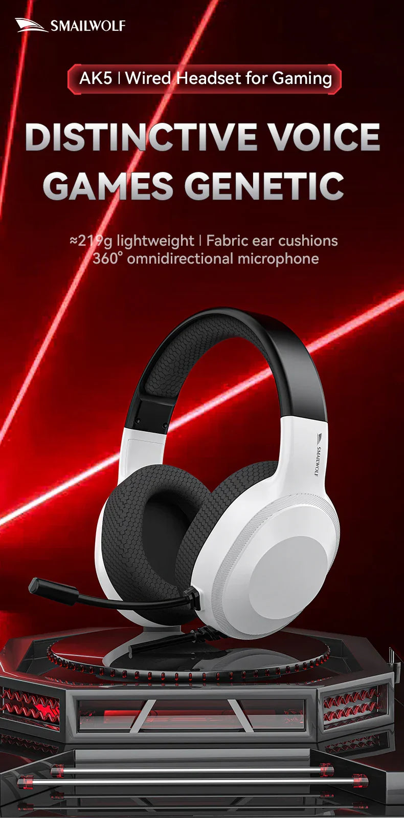 Gaming Headset Wired Lightweight With Omnidirectional Mic - Tophatter Daily Deals