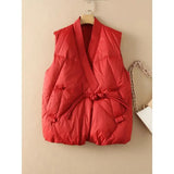 Insulating Womens Vest - Cropped Quilted, Streetwear Red - Tophatter Daily Deals