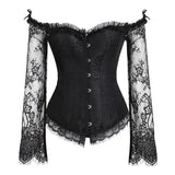 Supportive Women's Corset Top - Off Shoulder, Lace Satin - Tophatter Daily Deals