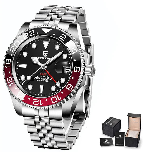 Men's Automatic Mechanical Sapphire Watch (Black Red) Apparel & Accessories > Jewelry > Watches - Tophatter Daily Deals