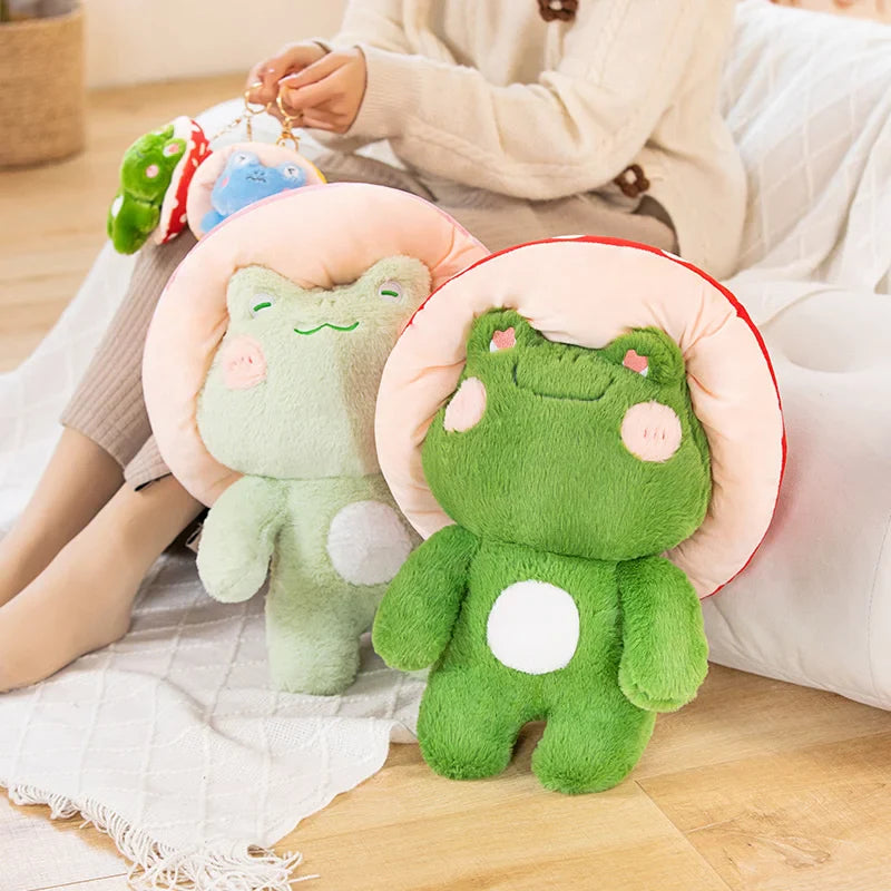 Soft Frog Plushie Stuffed Kawaii Animals Red Mushroom Hat Frogs Animals - Tophatter Daily Deals