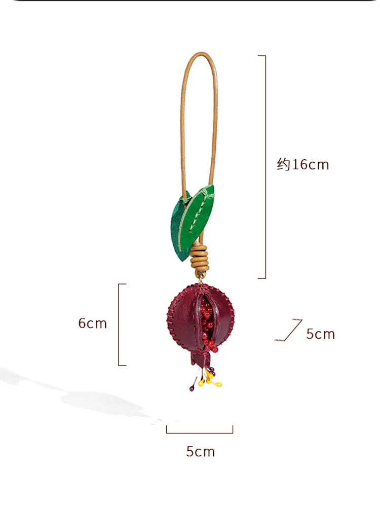 Pomegranate Leather Charm Keychain Bag And Car Decor - Tophatter Daily Deals