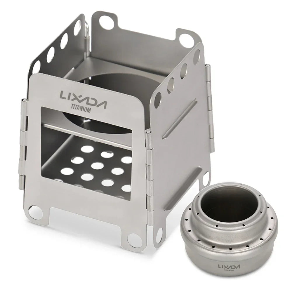 Folding Wood Stove with Mini Alcohol Stove Silver Camp Cooking - Tophatter Daily Deals