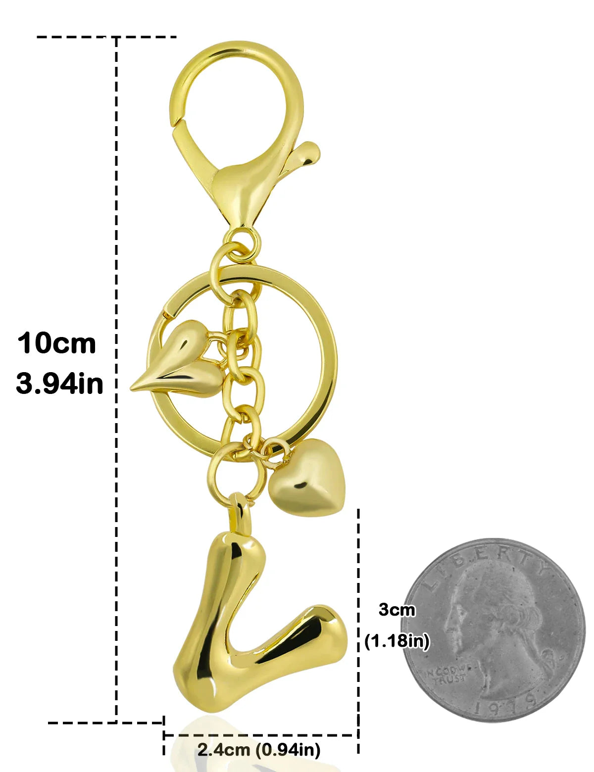 Personalized Keychain Gold Bubble Letter Bag Charm Gift V - Tophatter Daily Deals