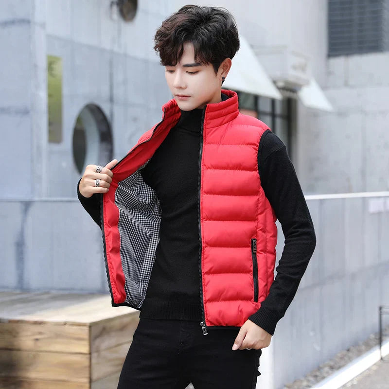 Insulating Men's Puffer Vest - Quilted Cotton Blend, Winter - Tophatter Daily Deals