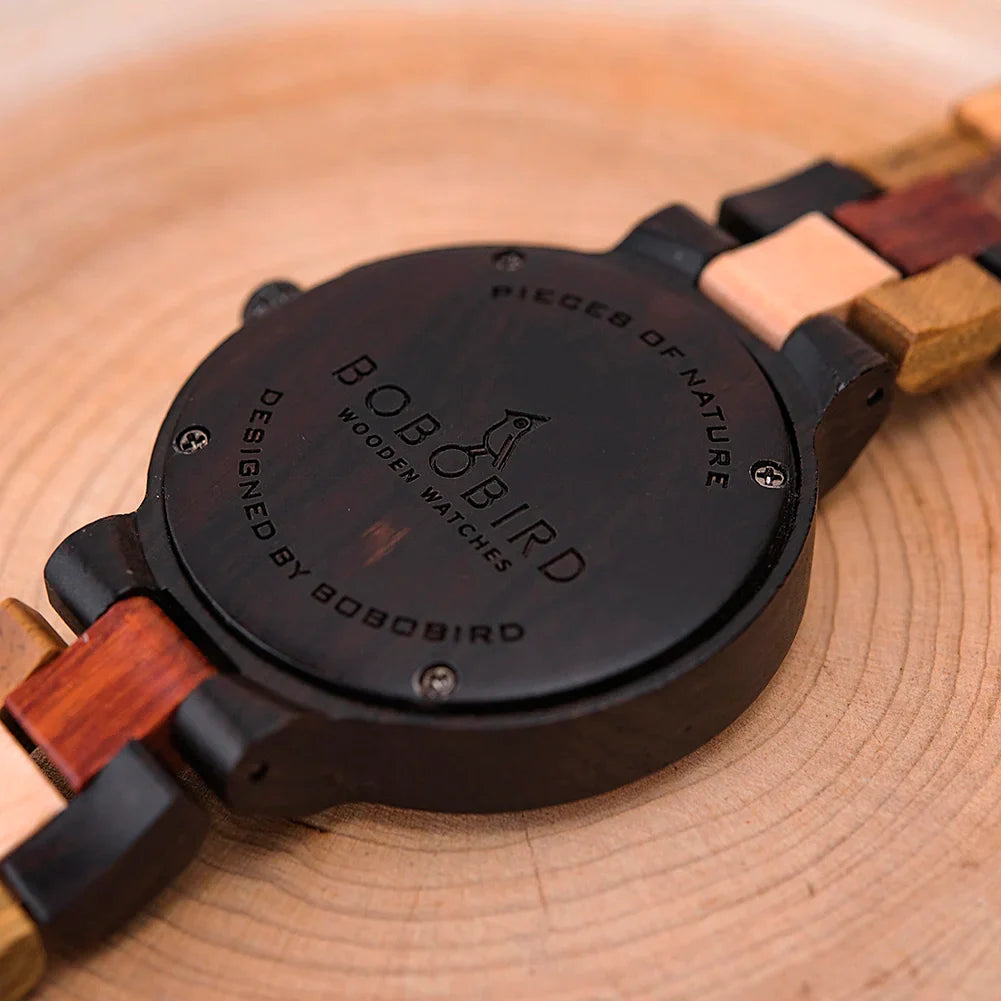 Wooden Couple Watches Handmade Quartz Date Unisex Display - Tophatter Daily Deals