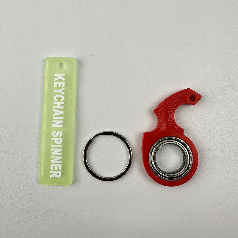 Metal Keychain Fidget Spinner Ring Stress Relief Toy Red - Tophatter Daily Deals