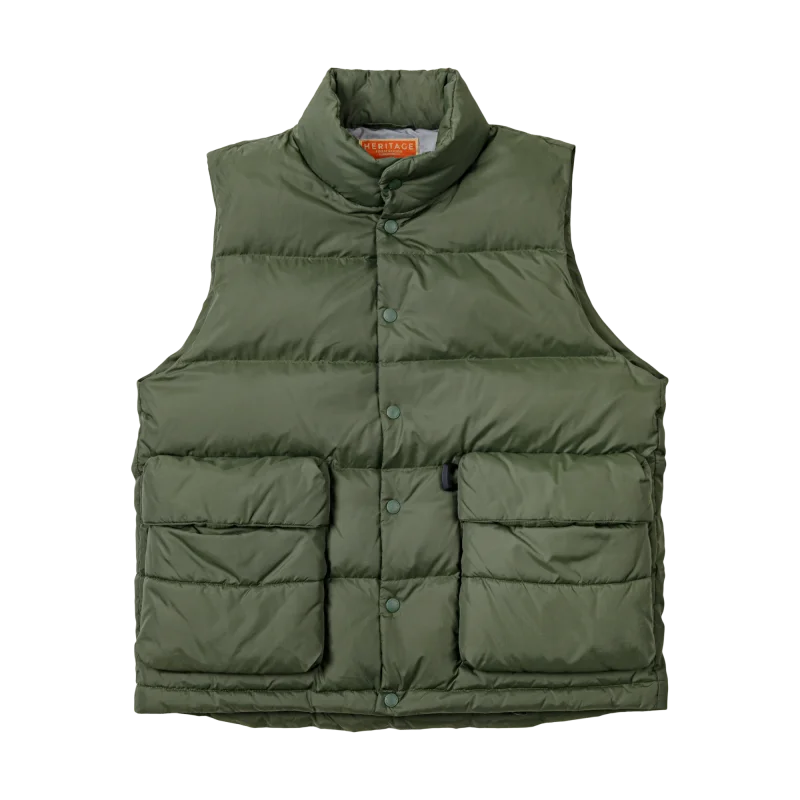 Lightweight Women's Down Vest - Boxy Quilted, Nylon Winter Army Green - Tophatter Daily Deals