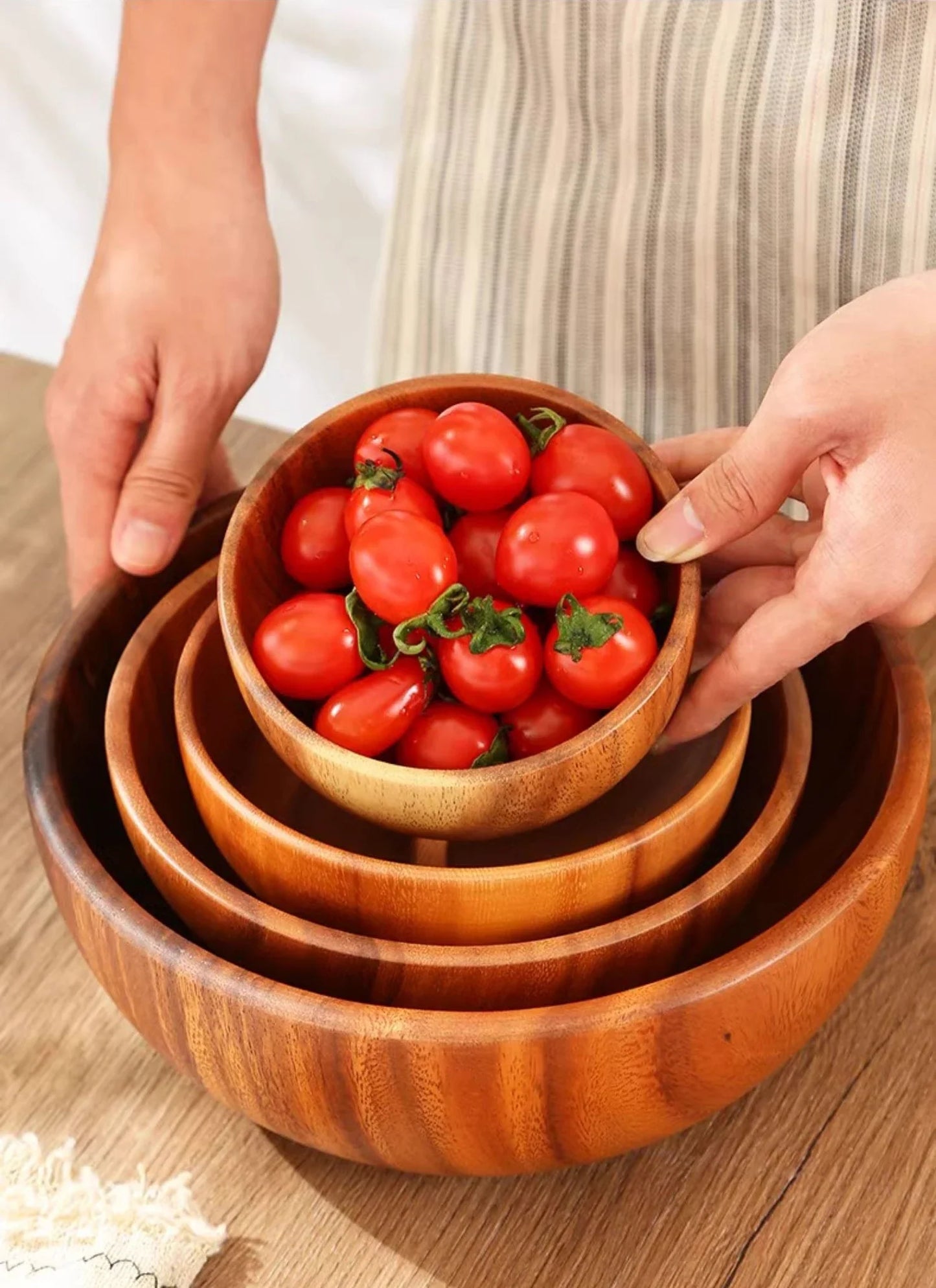 Acacia Wooden Bowl Japanese Style Salad Bowl Ramadan - Tophatter Daily Deals