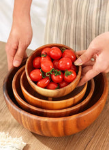 Acacia Wooden Bowl Japanese Style Salad Bowl Ramadan - Tophatter Daily Deals