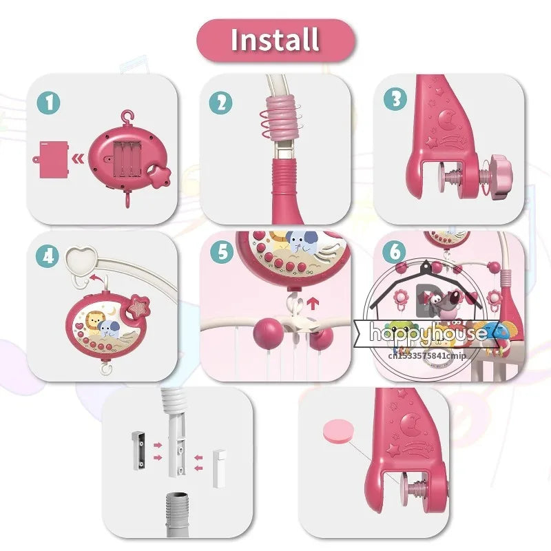 Crib Mobile Remote Music Light Newborn Sensory Toys - Tophatter Daily Deals