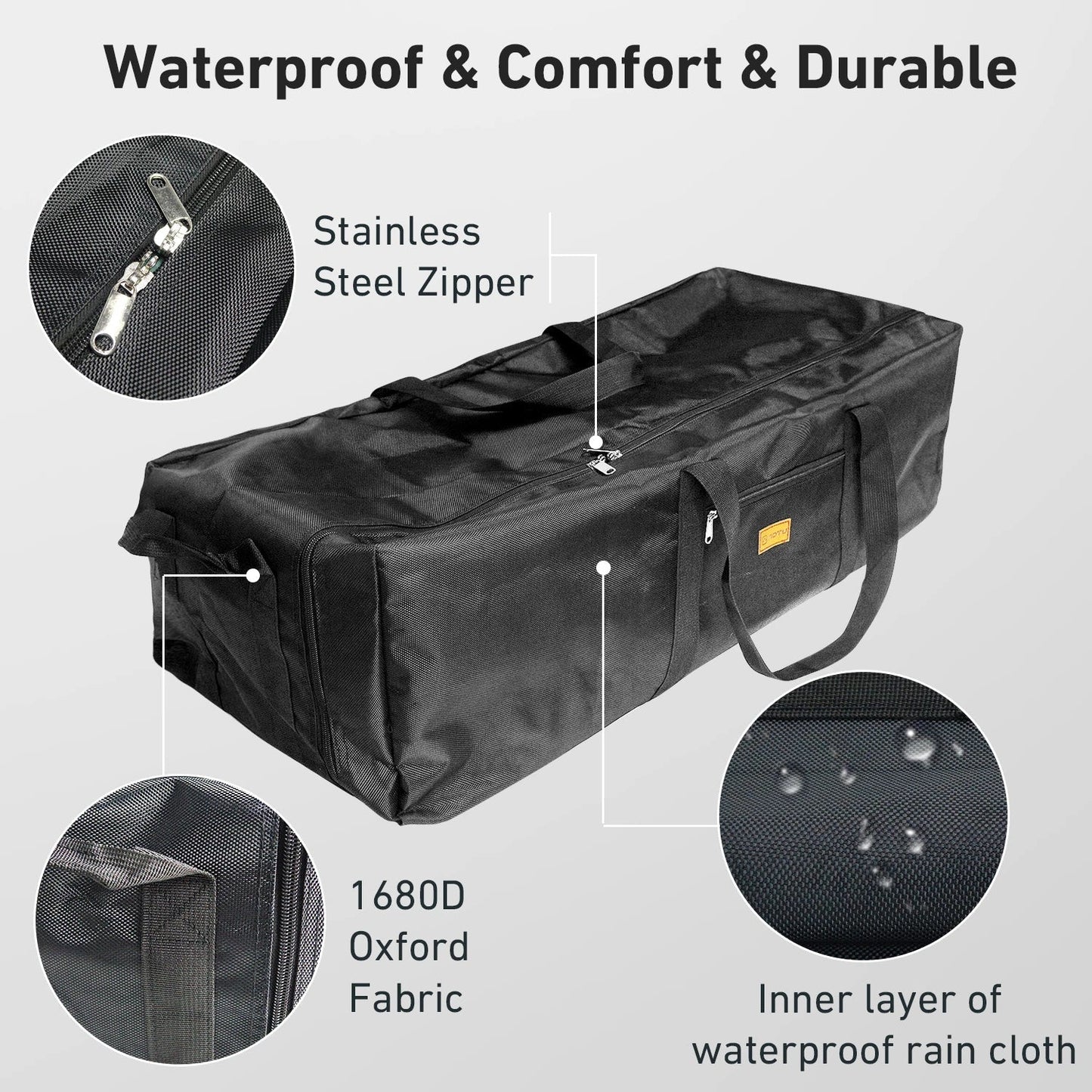 150L Folding Camping Storage Bag Waterproof Black Duffel Bags - Tophatter Daily Deals