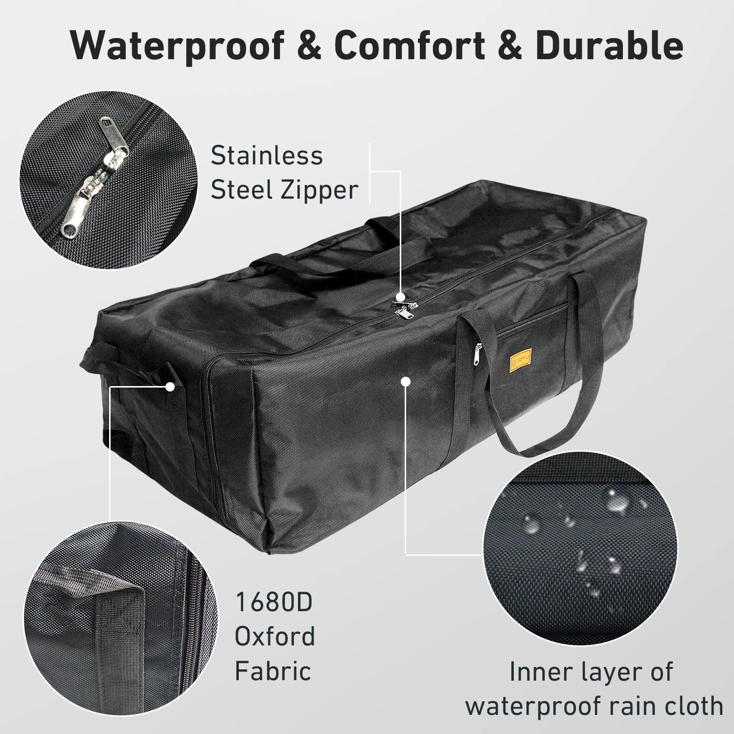 150L Folding Camping Storage Bag Waterproof Black Duffel Bags - Tophatter Daily Deals