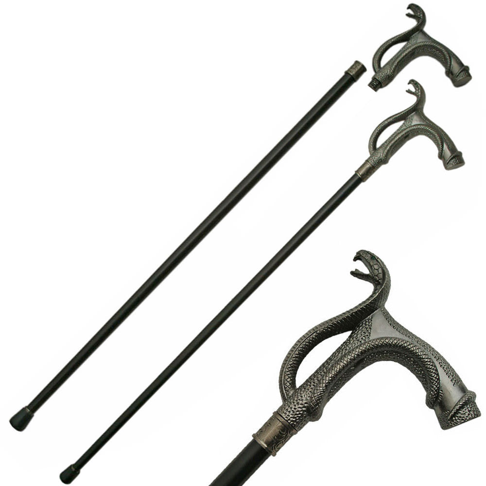 Brazen Serpent Cobra Gentleman's Walking Stick Cane Collectible Weapons - Tophatter Daily Deals