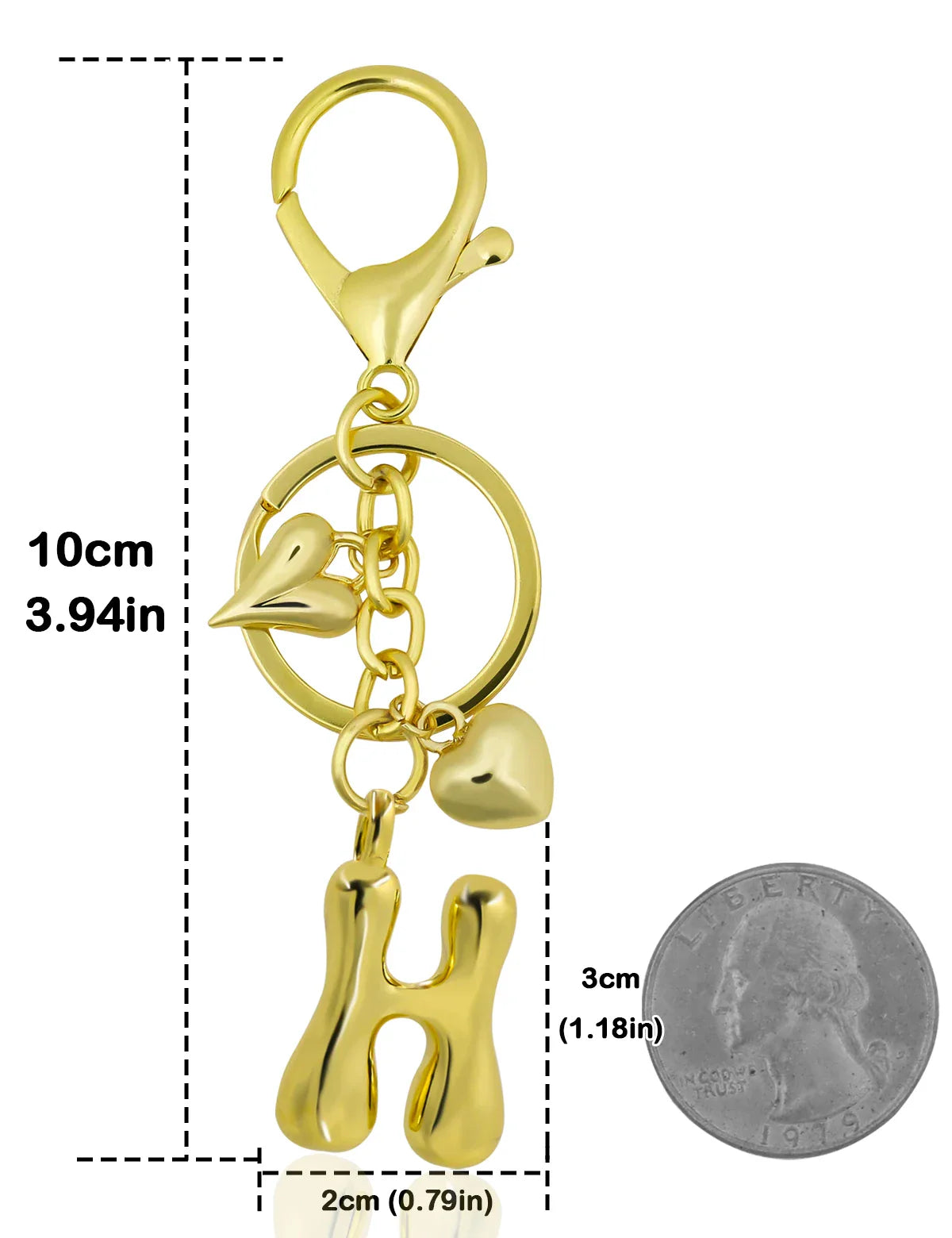 Personalized Keychain Gold Bubble Letter Bag Charm Gift H - Tophatter Daily Deals