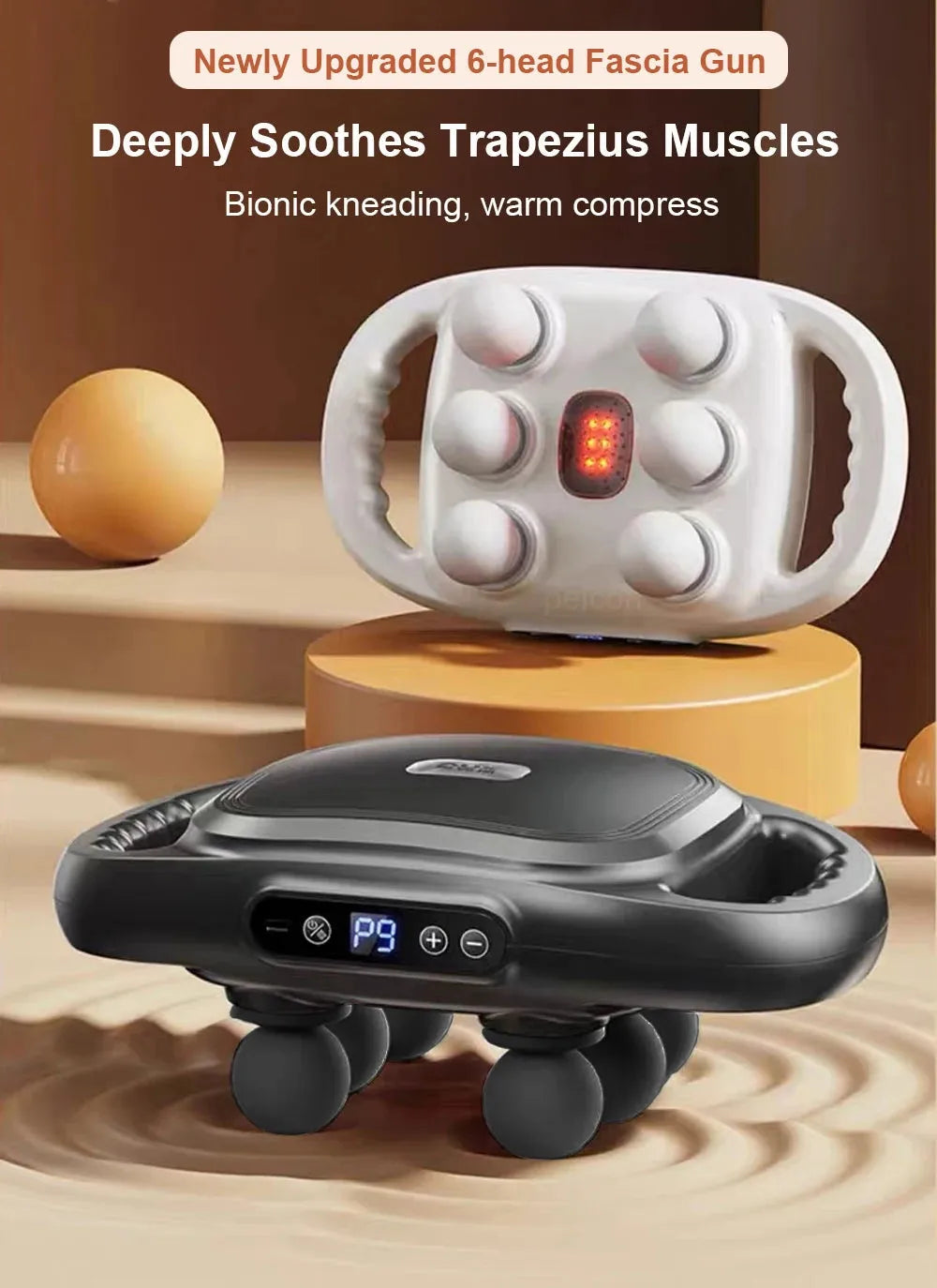 Fascia Gun Muscle Massager Gun High Frequency Back Waist Massage Machine Six-head Body Shoulder Professional Fascia Massage Gun - Tophatter Daily Deals