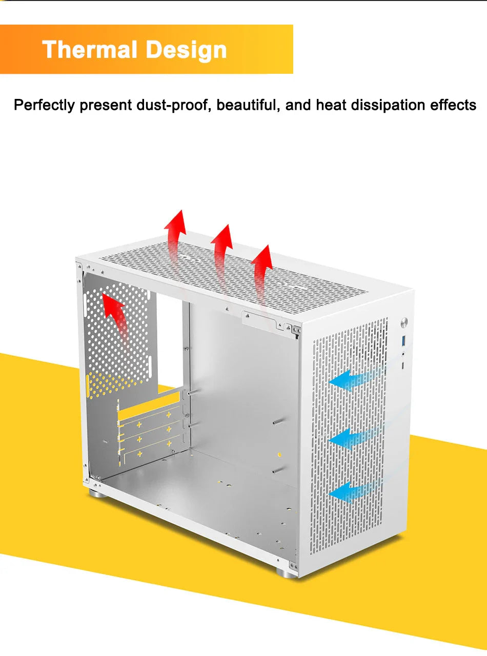 Mini ITX PC Case Transparent Side 240mm Water Cooling - Tophatter Daily Deals