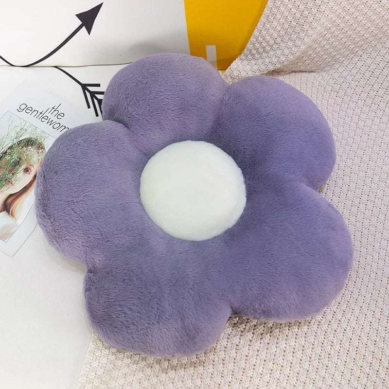 Fresh Colorful Pastel Flower Plush Toy Cushion Purple x White Flowers - Tophatter Daily Deals