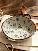 Ceramic 7.5 Inch Noodle Bowl With Handles Floral Porcelain - Tophatter Daily Deals