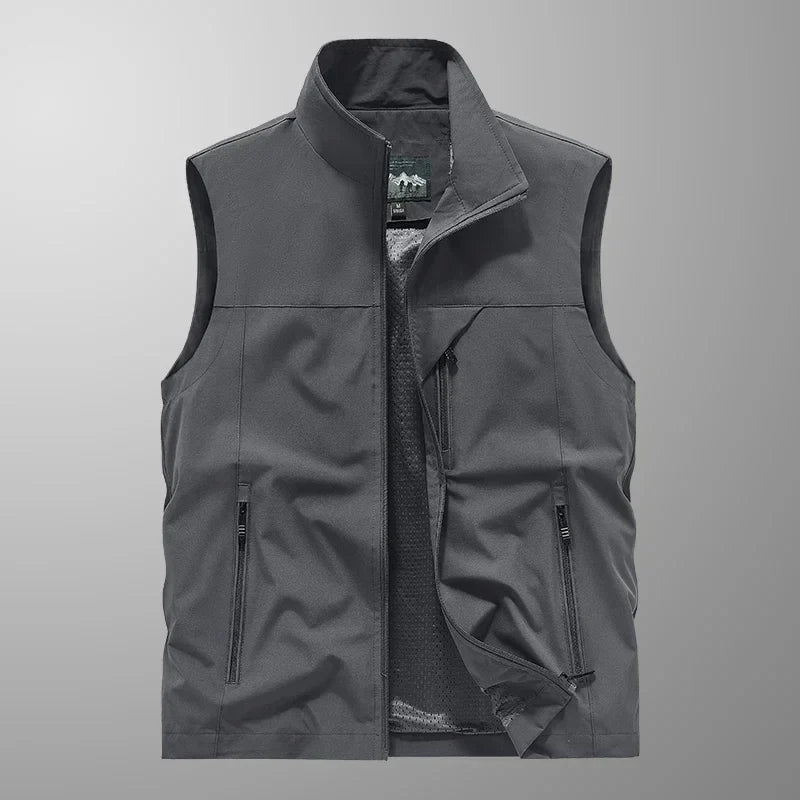 Waterproof Versatile Mens Vest - Sleeveless Polyester Gray - Tophatter Daily Deals