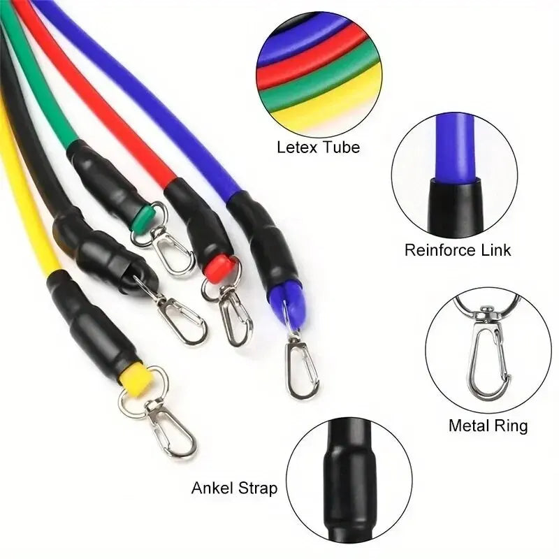 Resistance Bands Set 11Pc Portable Full Body Kit Workout - Tophatter Daily Deals