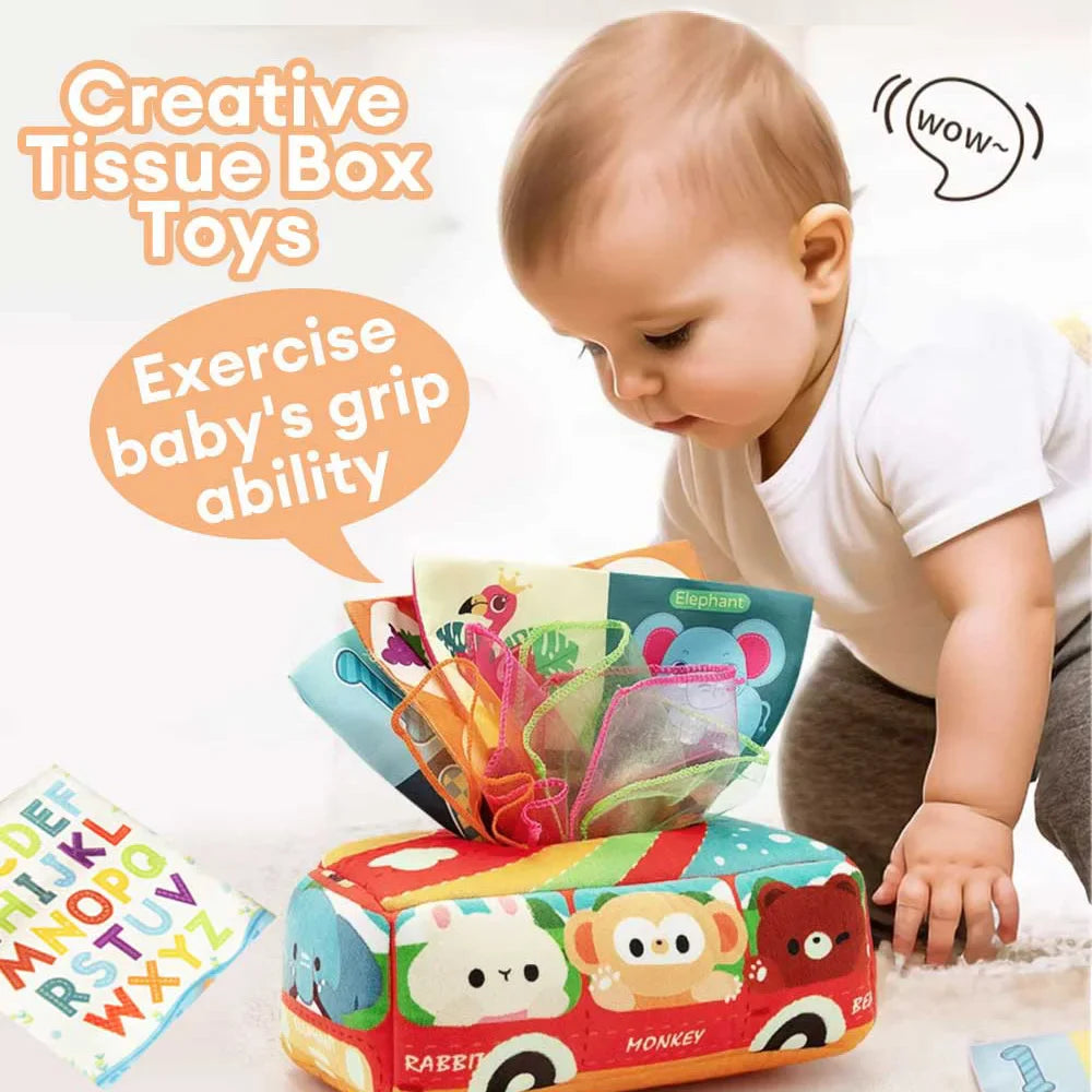 Montessori Cloth Tissue Box Toy Newborn Sensory Toys - Tophatter Daily Deals
