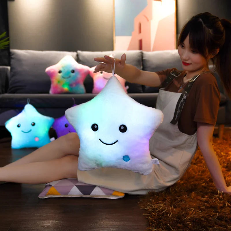 Luminous Star Plush Glowing LED Stars Cushion Outer Space - Tophatter Daily Deals