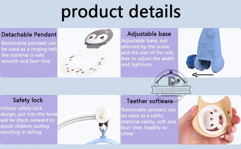 Crib Mobile Remote Music Light Newborn Sensory Toys - Tophatter Daily Deals