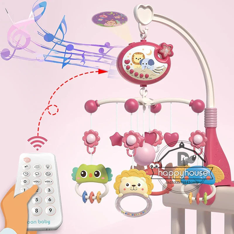 Musical Crib Mobile Newborn Sensory Toys Light Projector stars-Pink - Tophatter Daily Deals