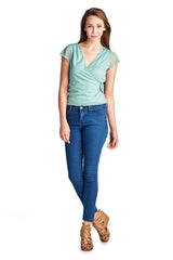 Women's Flutter Sleeve Wrap Top Tops - Tophatter Daily Deals