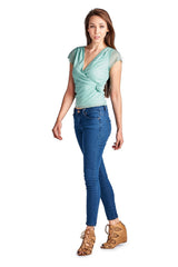 Women's Flutter Sleeve Wrap Top Tops - Tophatter Daily Deals