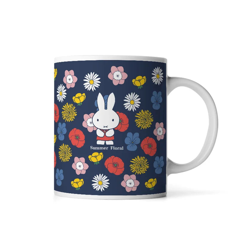 MIffy Summer Floral Mug 350ml Navy Blue Animals - Tophatter Daily Deals
