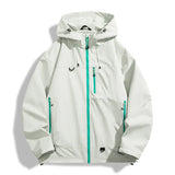 Waterproof Unisex Windbreaker - Hooded Single-Layer, Hiking Light Gray - Tophatter Daily Deals