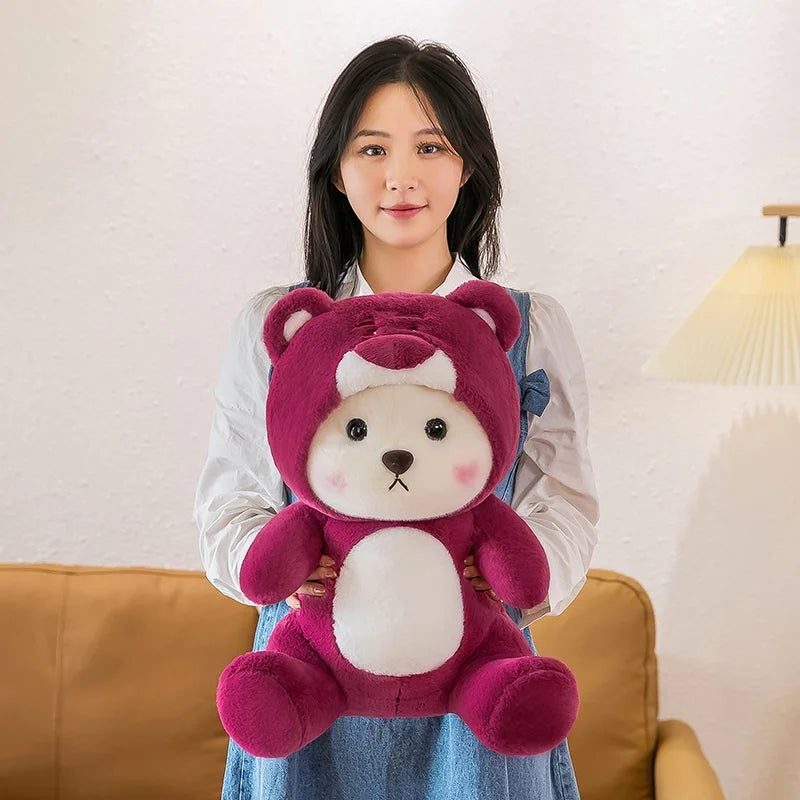 Cute Rose Red Bear Plush Toy Animals - Tophatter Daily Deals