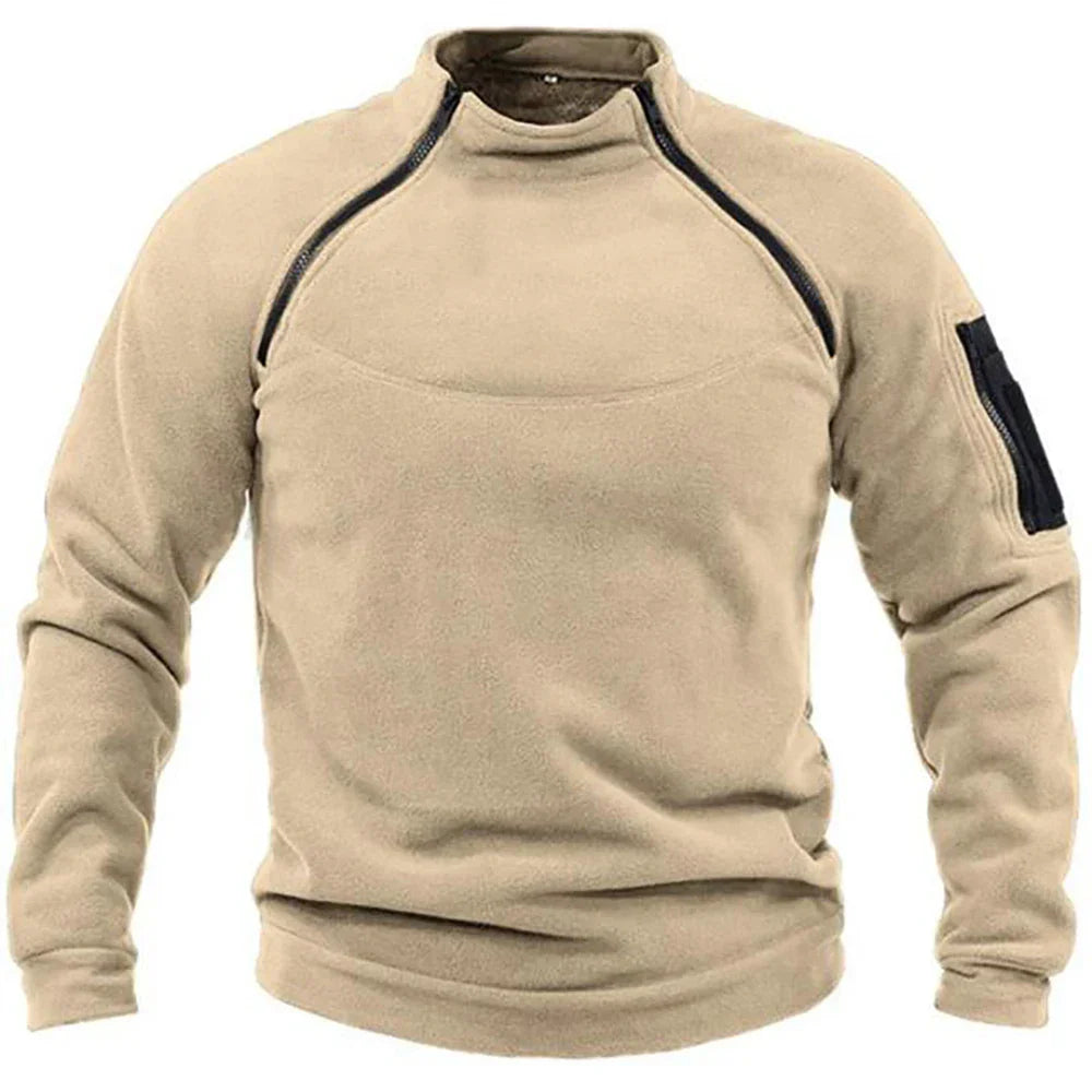 Men's Tactical Fleece Pullover Jacket Outdoor Hiking (Khaki) Apparel & Accessories > Clothing > Clothing Tops > Sweaters - Tophatter Daily Deals
