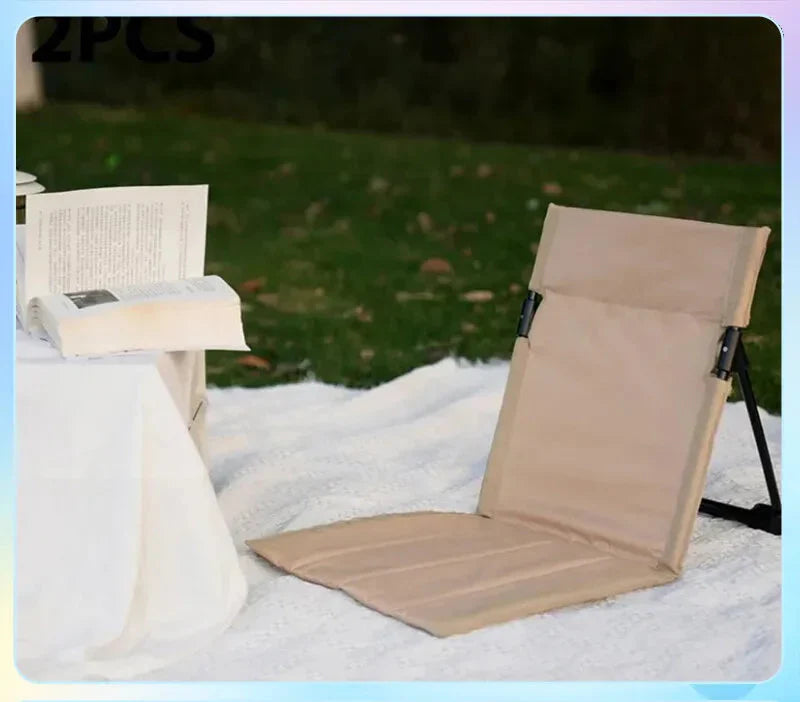 Foldable Camping Chair Cushion And Storage Bag Beige Camp Furniture - Tophatter Daily Deals